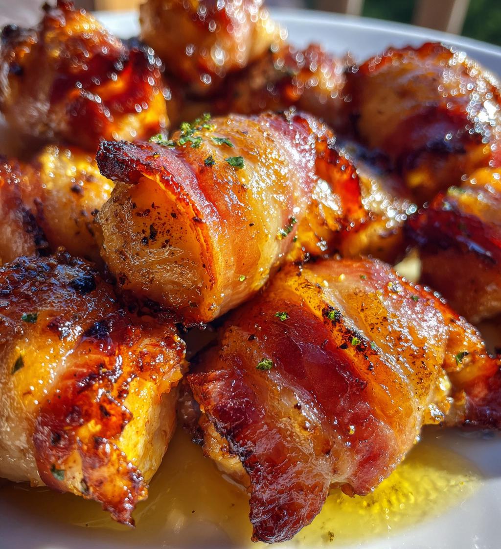 15 minute air fryer bacon wrapped chicken bites - detail 1