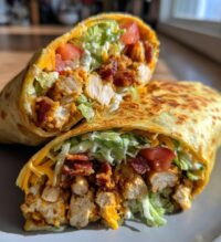 15 minute air fryer chicken bacon ranch wraps