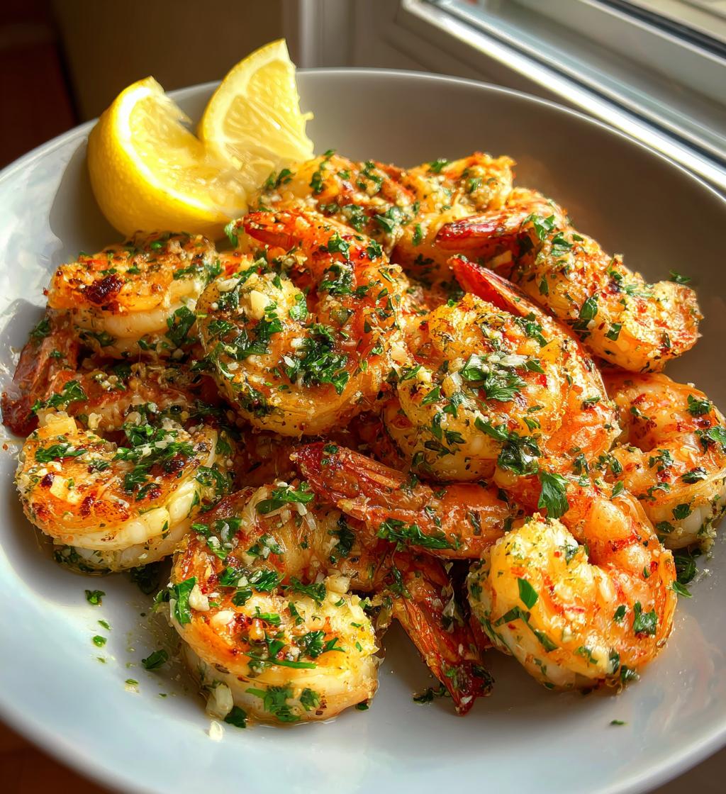 15 minute air fryer garlic butter shrimp - detail 1