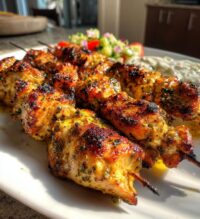 15 minute air fryer greek chicken skewers