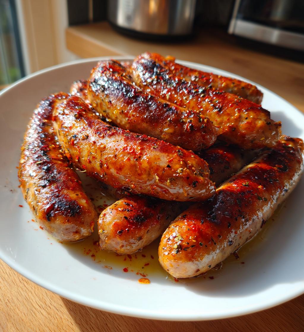 15 minute air fryer pork sausages - detail 1