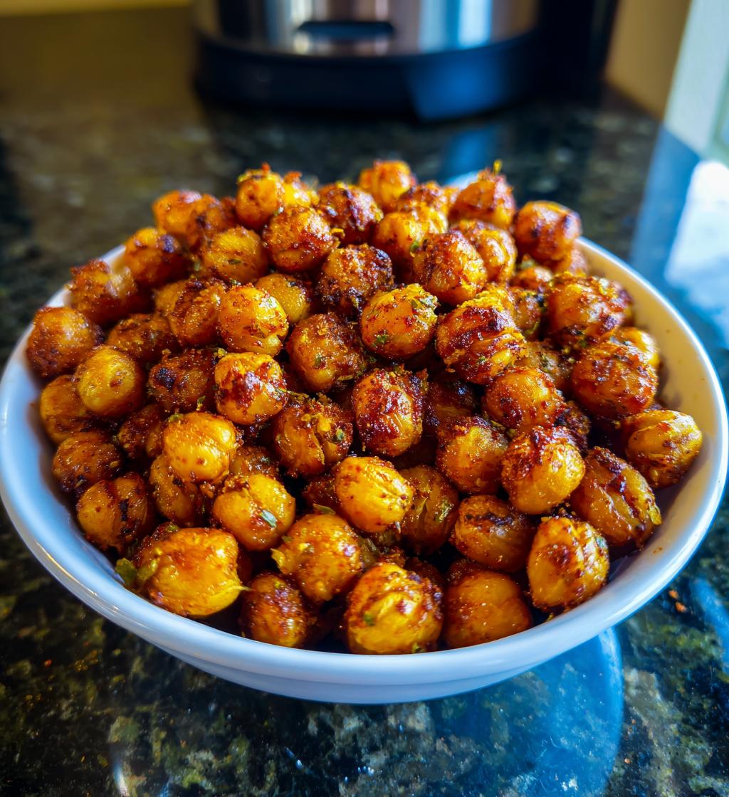 15 minute air fryer spicy chickpeas - detail 1