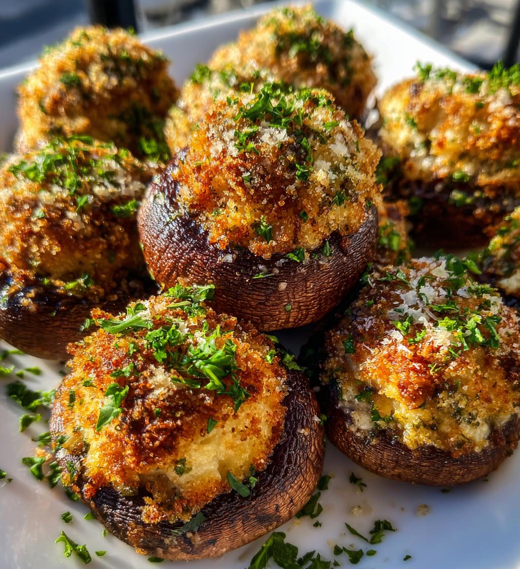 15 minute air fryer stuffed mushrooms - detail 1