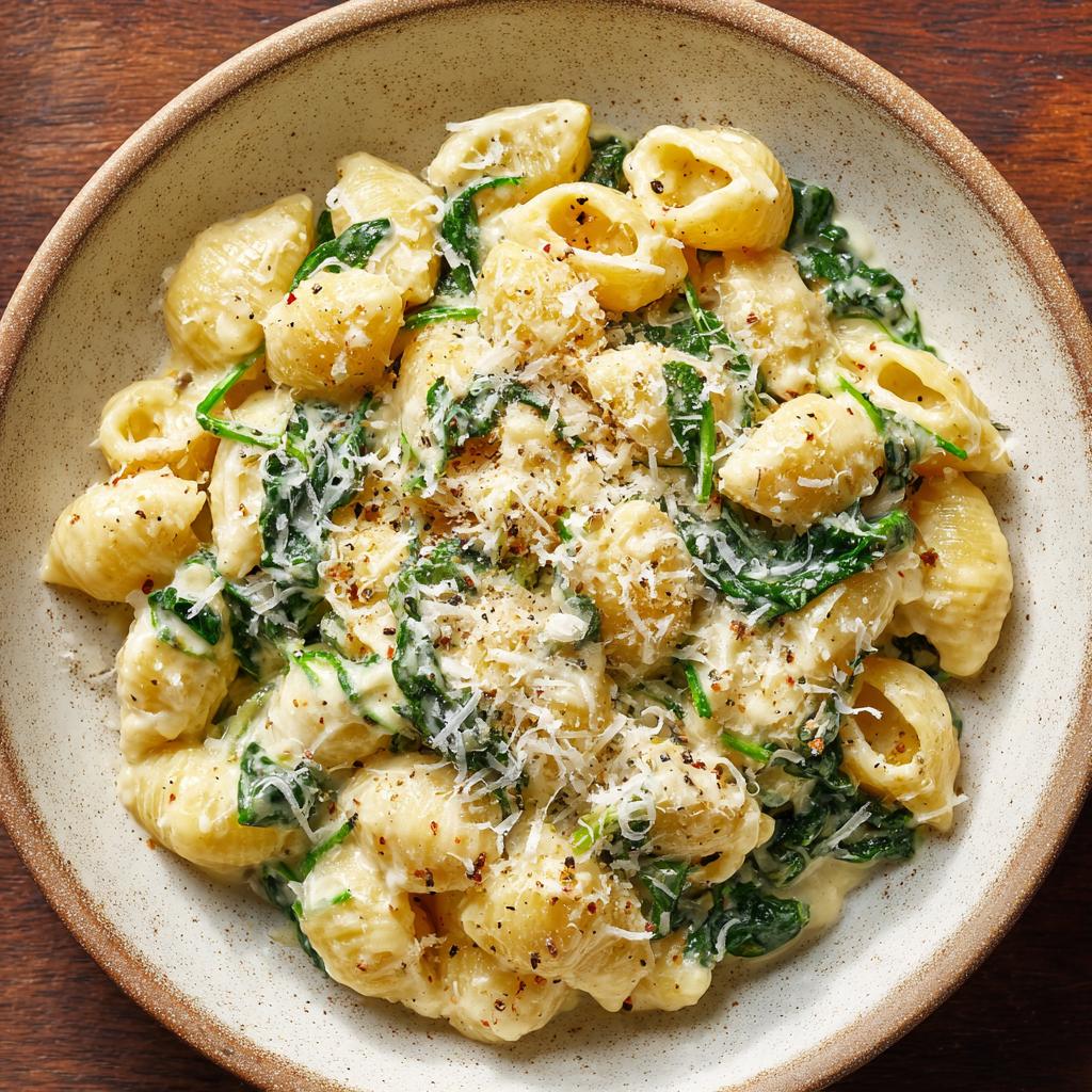 Pasta Cremosa con Spinaci e Parmigiano