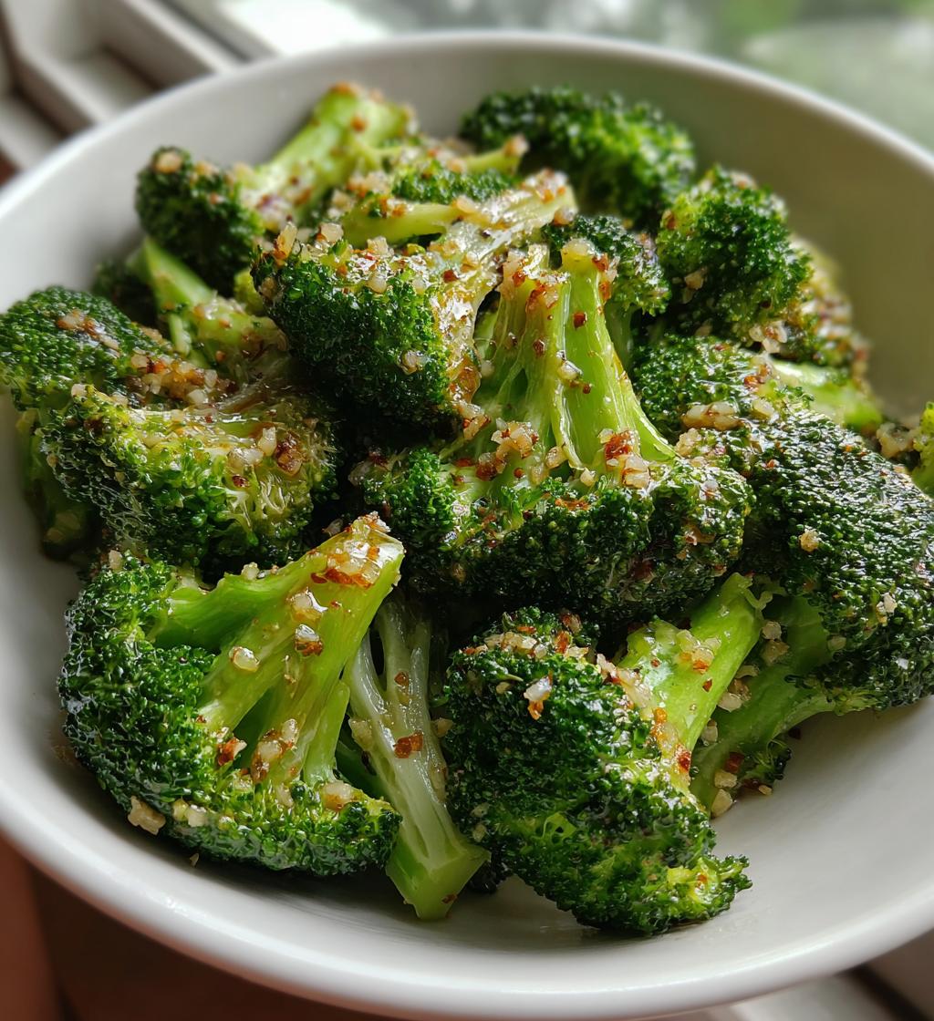 air fryer broccoli garlic roasted - detail 1