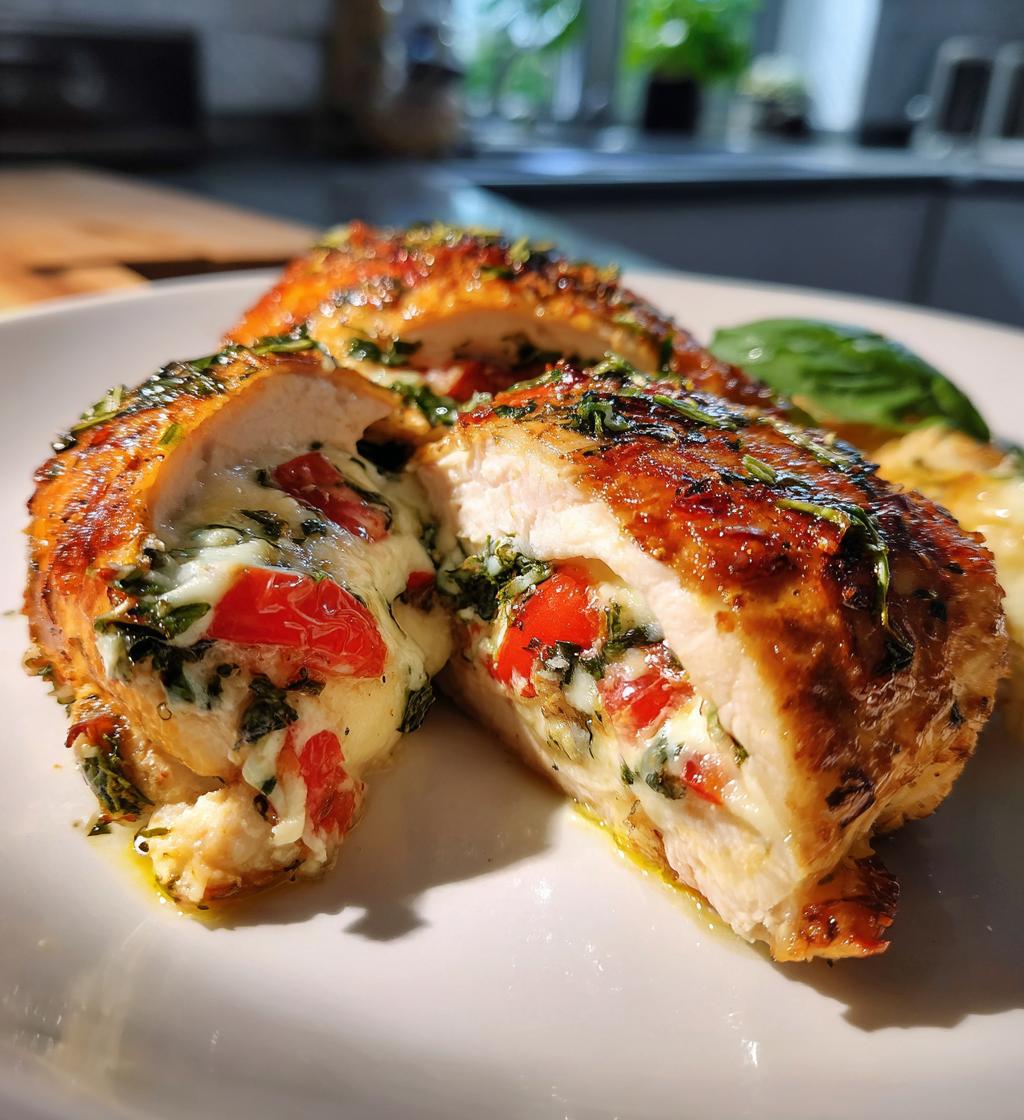 air fryer caprese stuffed chicken fillet - detail 1