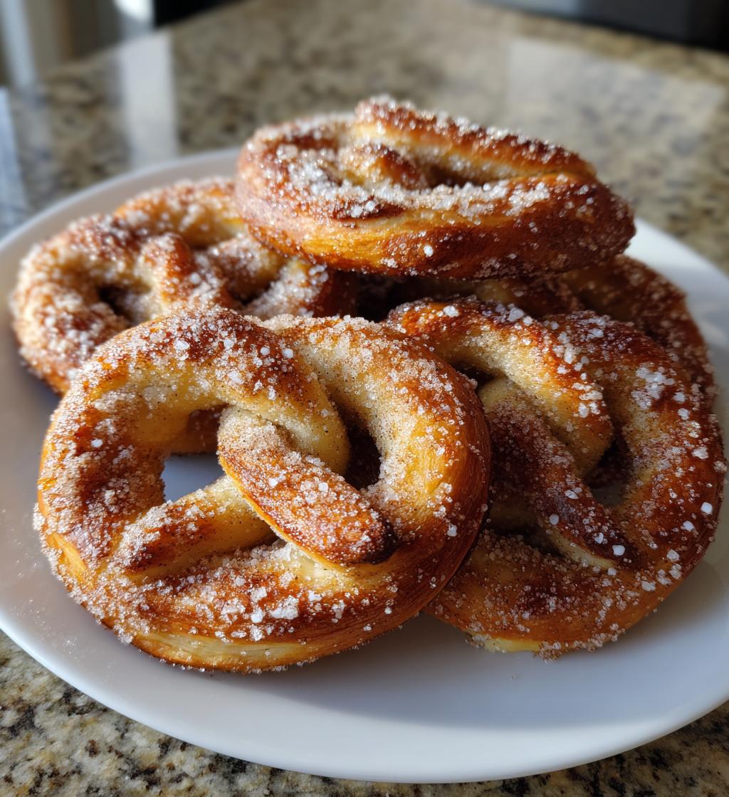 air fryer cinnamon sugar pretzels - detail 1