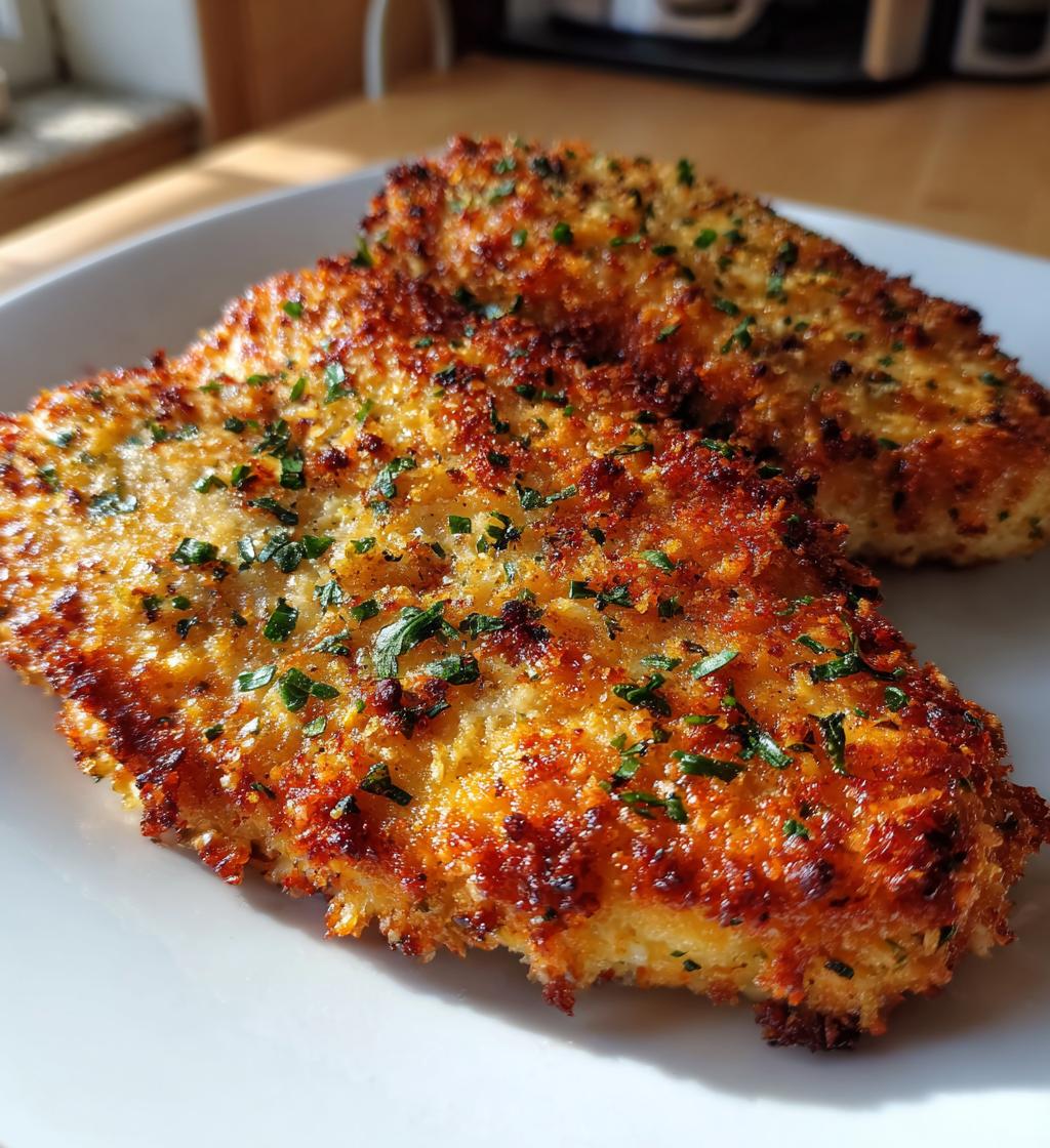 air fryer garlic parmesan crusted chicken fillet - detail 1