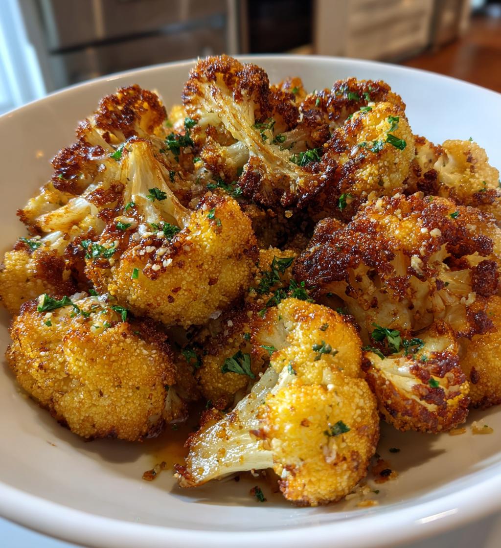 air fryer garlic roasted cauliflower recipe