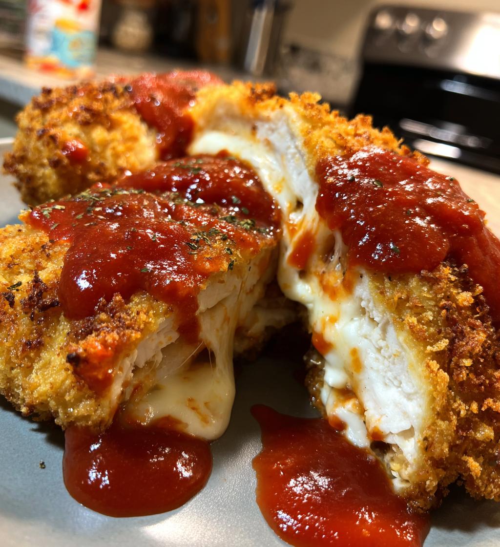 air fryer mozzarella stuffed chicken parmesan recipe - detail 1