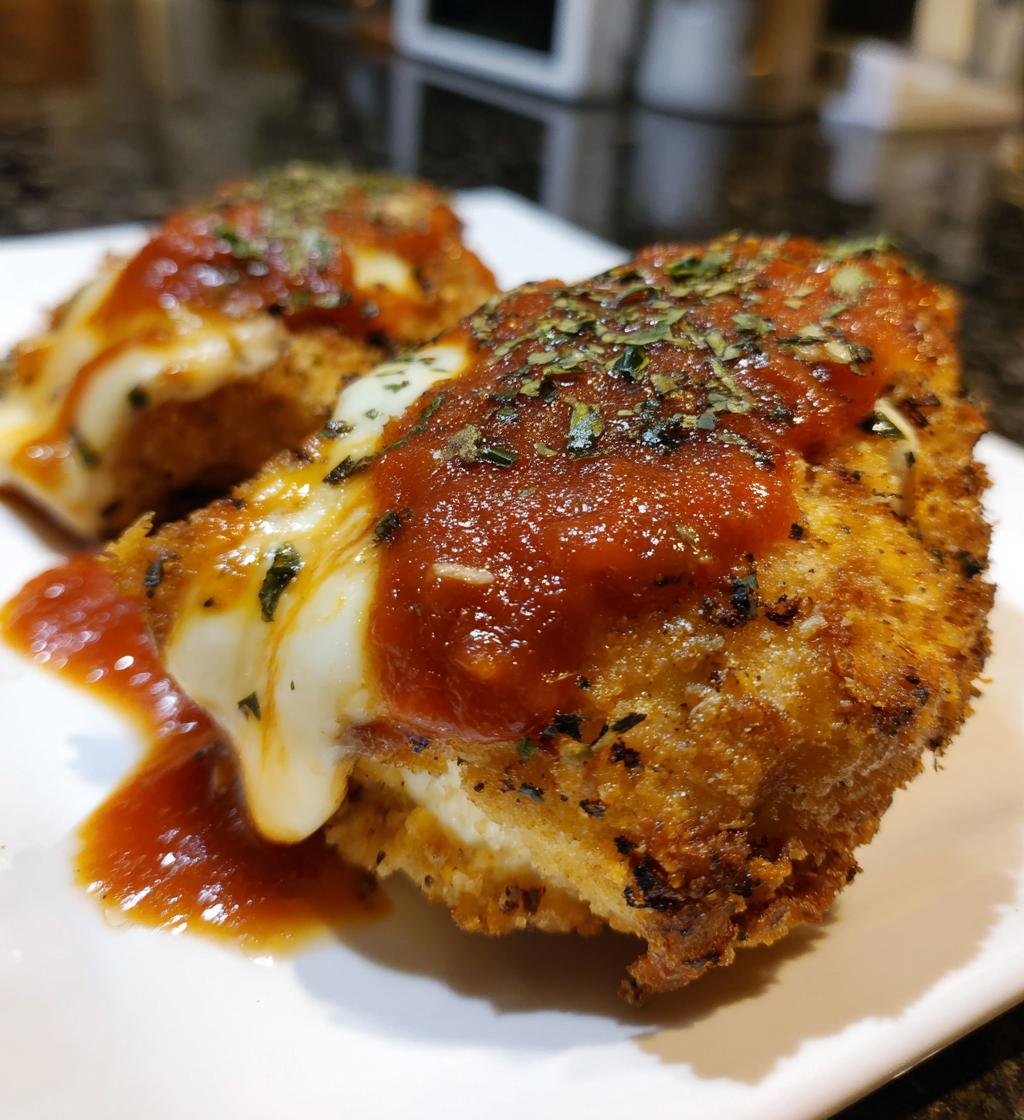 air fryer mozzarella stuffed chicken parmesan recipe