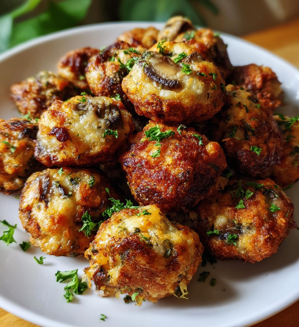 air fryer mushrooms cheese casserole bites - detail 1