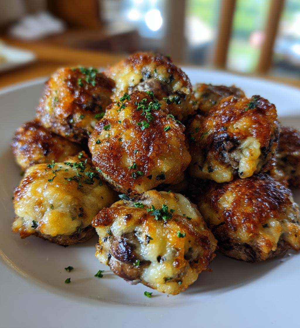 air fryer mushrooms cheese casserole bites
