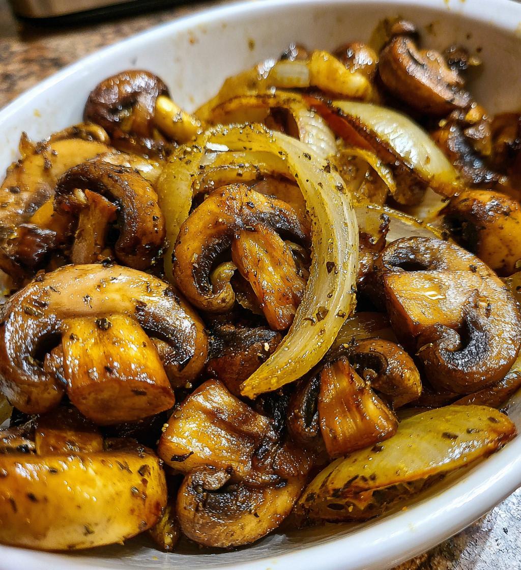 air fryer mushrooms onions combo recipe - detail 1