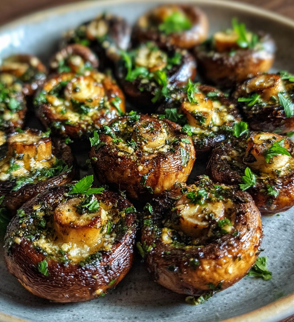 air fryer mushrooms with garlic butter tips - detail 1