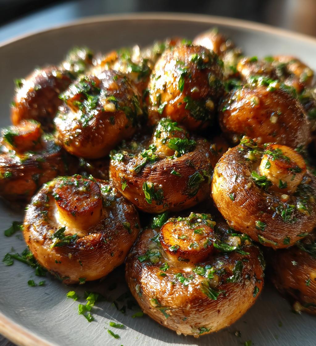 air fryer mushrooms with garlic butter tips
