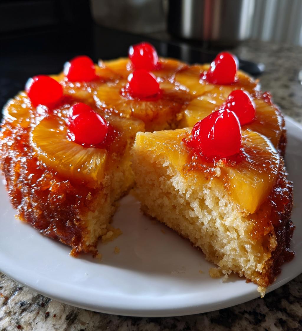 air fryer pineapple upside down cake - detail 1