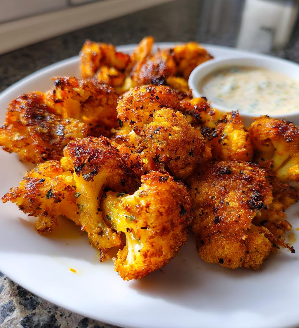 air fryer spicy cauliflower bites - detail 1