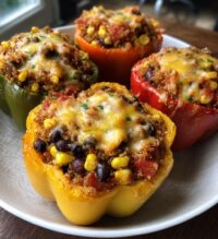air fryer stuffed bell peppers vegetarian