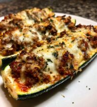 air fryer zucchini boats stuffed with cheese meat