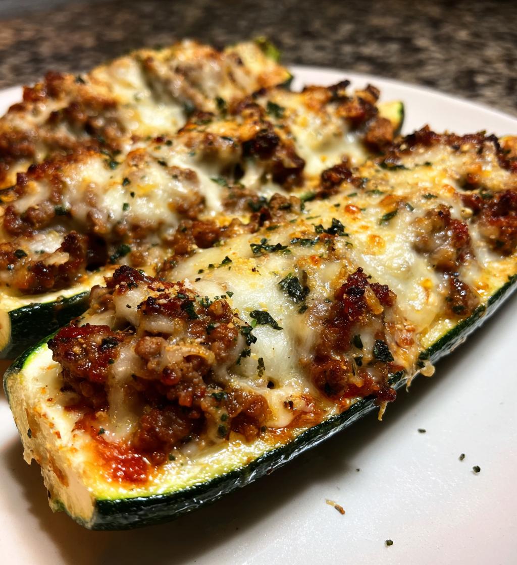 air fryer zucchini boats stuffed with cheese meat