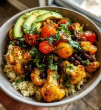 healthy air fryer cauliflower rice bowls