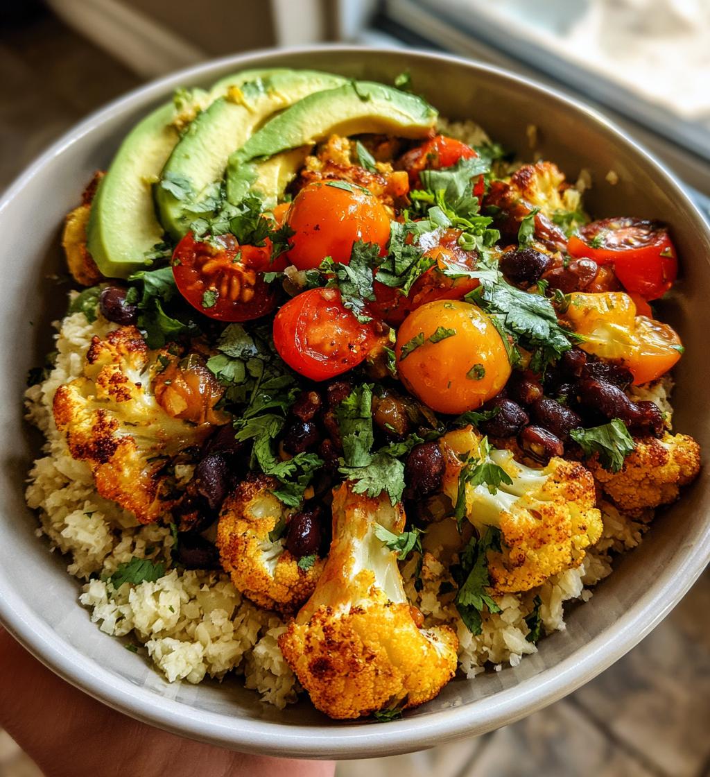 healthy air fryer cauliflower rice bowls