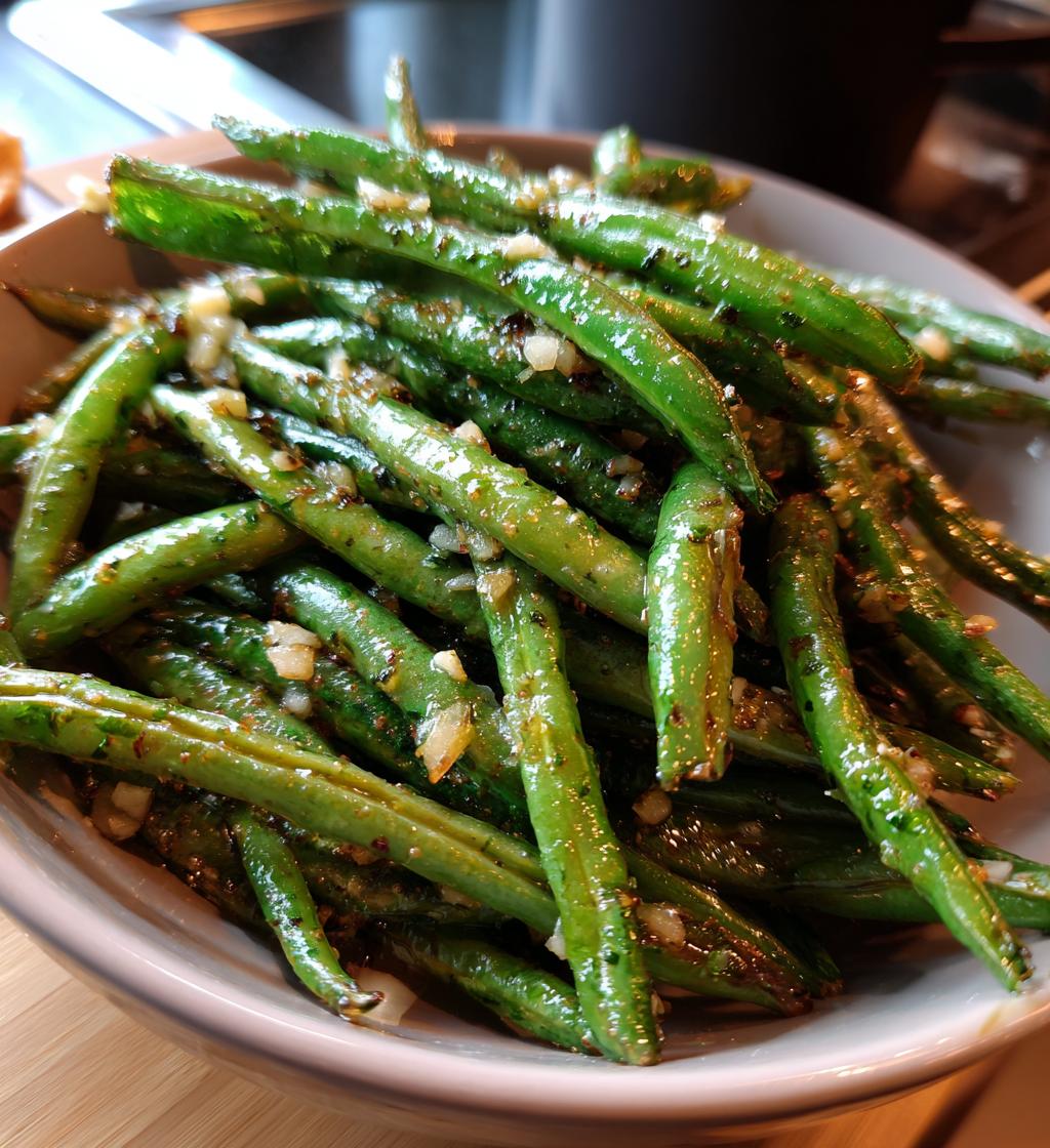 healthy air fryer garlic green beans recipe - detail 1