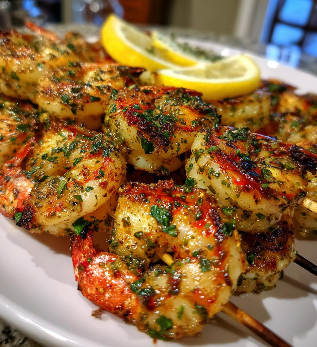 healthy air fryer grilled shrimp skewers recipe - detail 1