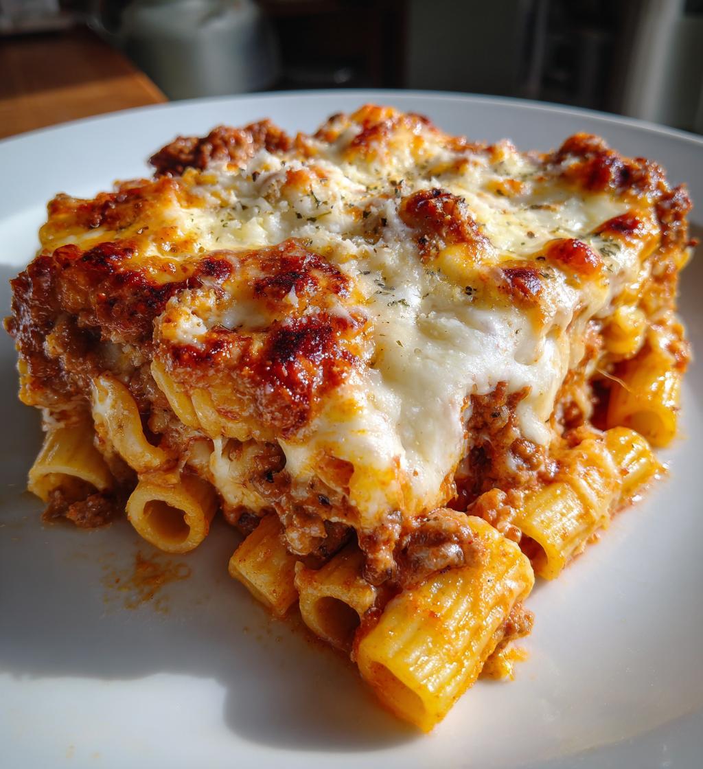baked ziti with meat sauce - detail 1