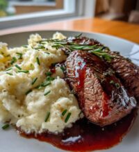 beef tenderloin red wine reduction garlic mashed potatoes