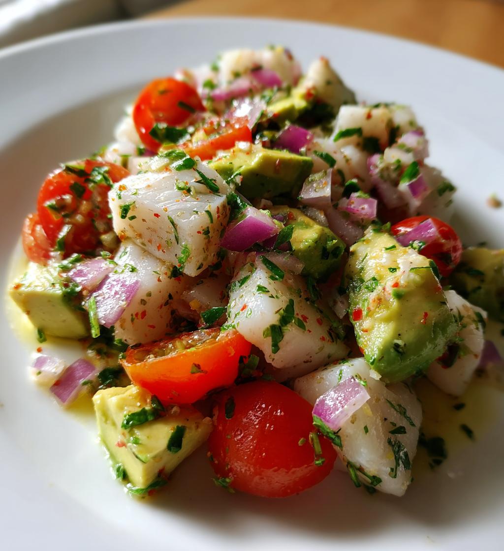 british style ceviche salad with cod recipe - detail 1