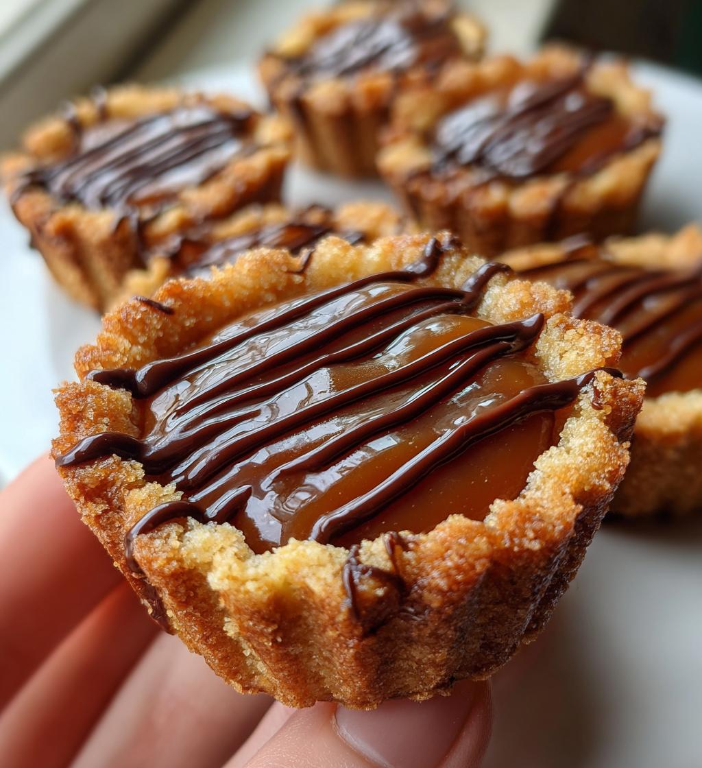 caramel drizzled shortbread cookie cups - detail 1