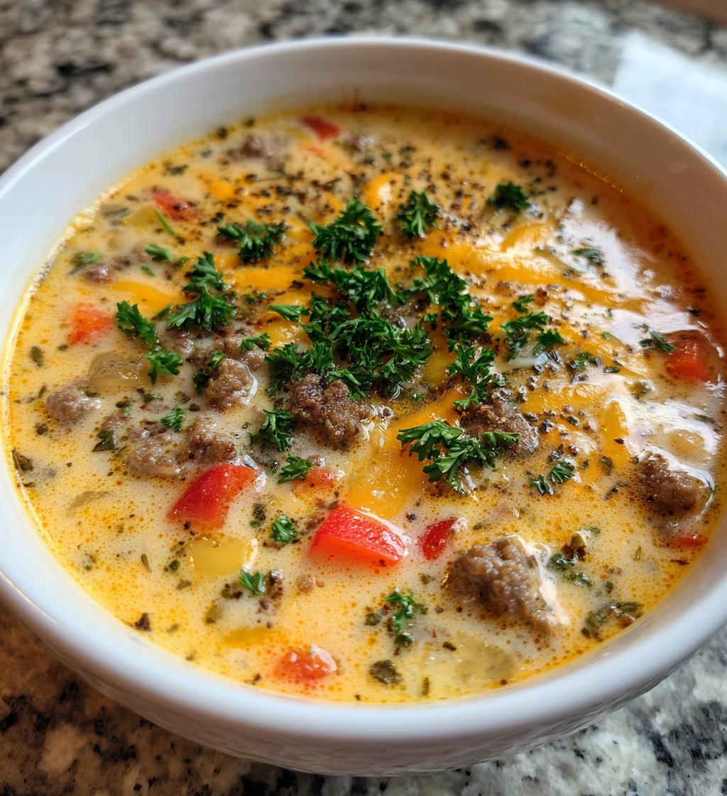 cheeseburger soup recipe creamy comfort bowl - detail 1