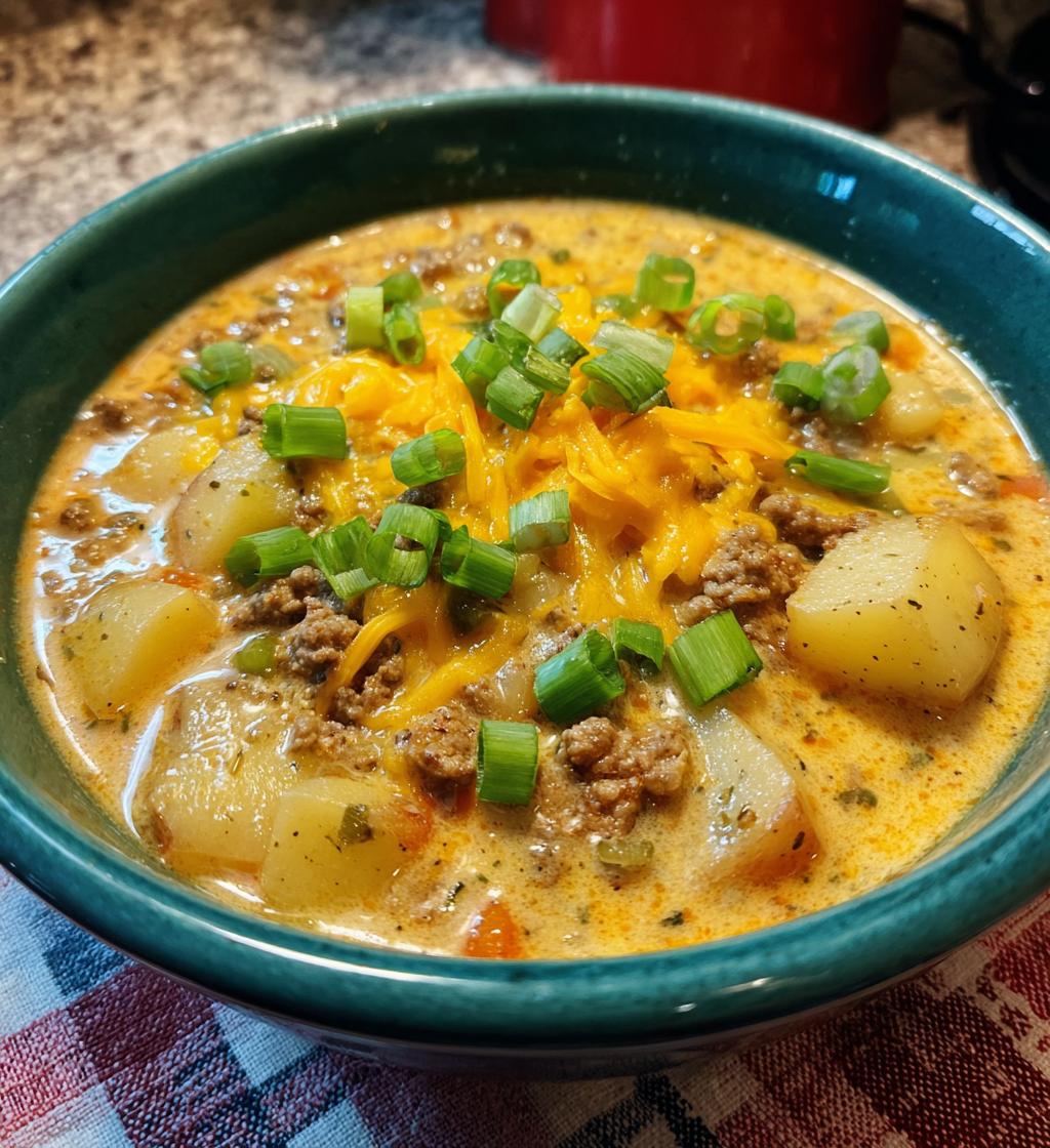 cheesy hamburger potato soup