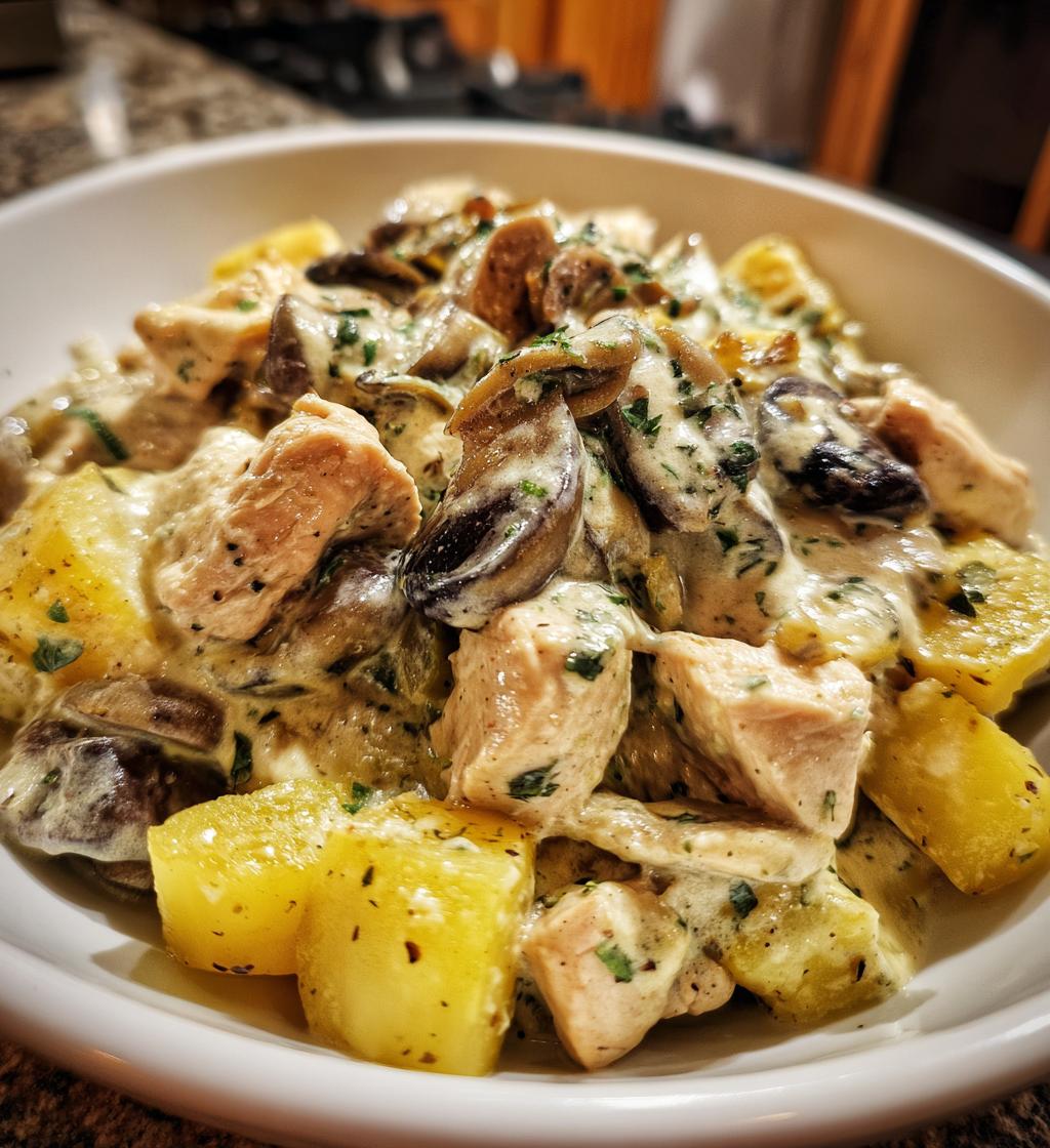 chestnut garlic greek chicken alfredo with sage potatoes mushroom basil pesto cream