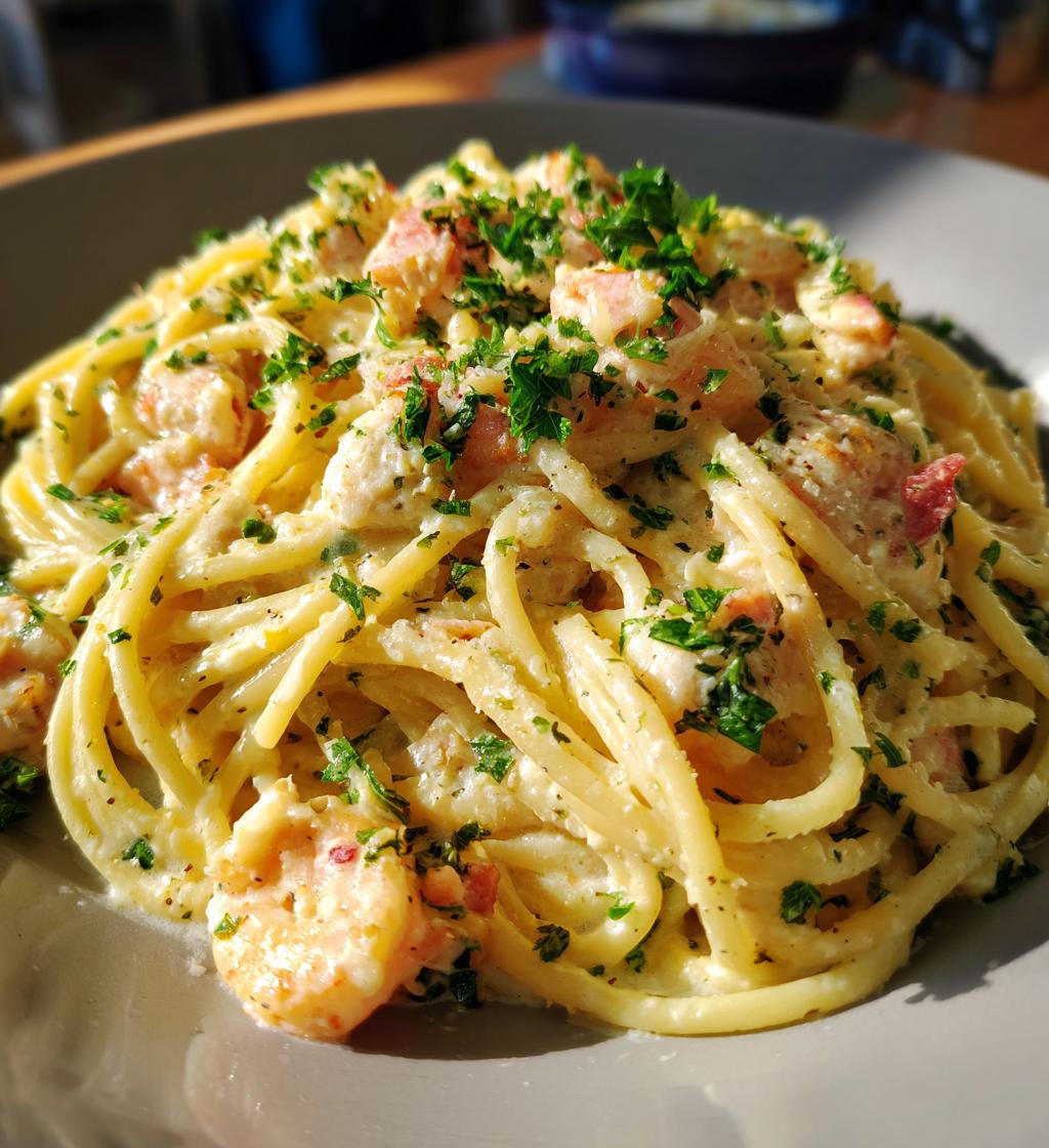 chicken and shrimp carbonara