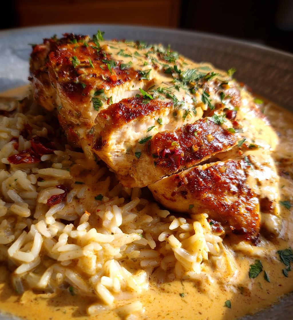 chicken breast sun dried tomato cream sauce rice pilaf - detail 1