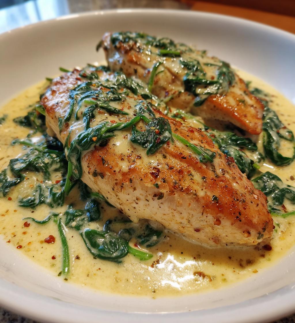 chicken fillet creamy spinach alfredo sauce garlic fillet recipe - detail 1
