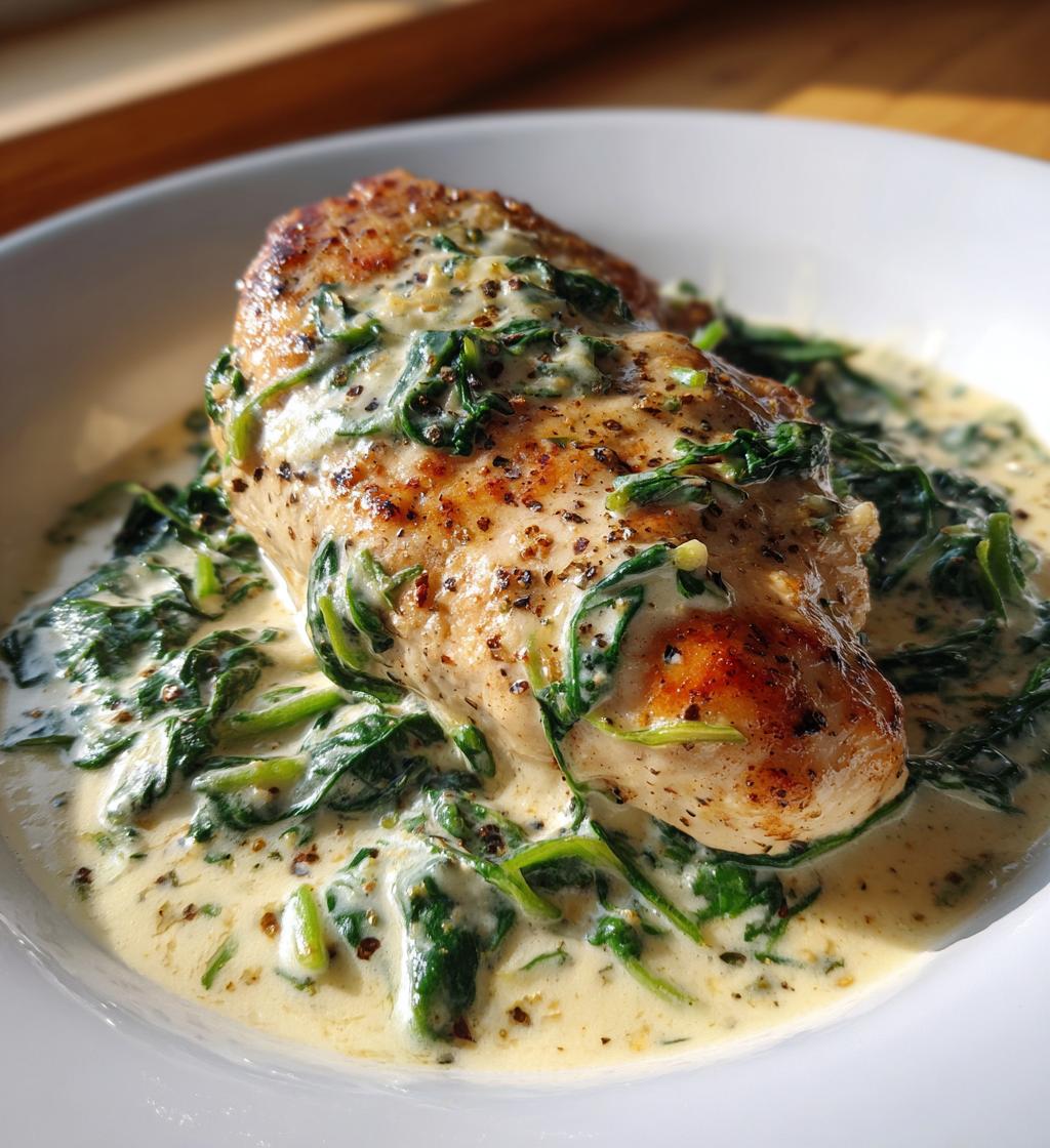 chicken fillet creamy spinach alfredo sauce garlic fillet recipe
