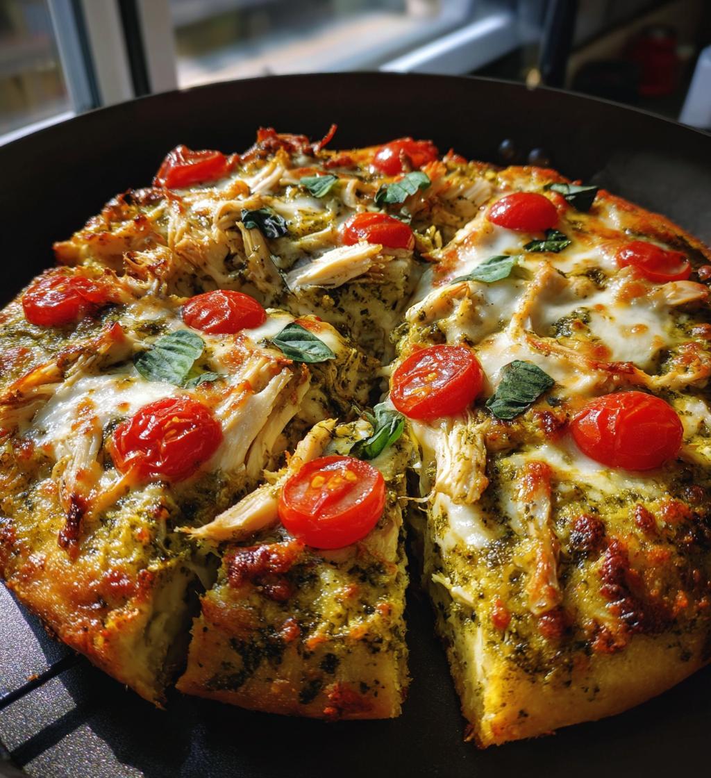 chicken pesto pizza - detail 1