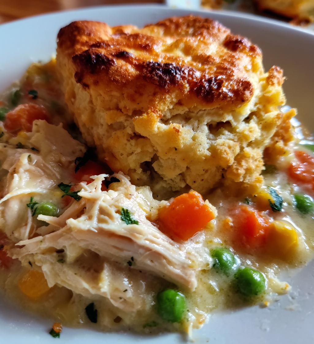 chicken pot pie with biscuits is a family favorite - detail 1