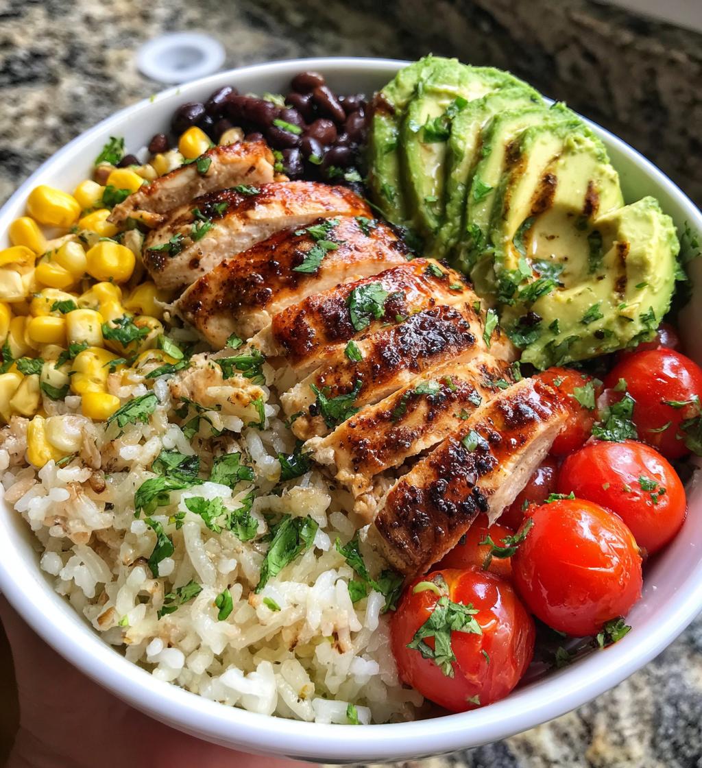 chicken rice avocado bowl - detail 1