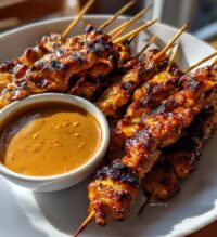 chicken satay with easy thai peanut sauce