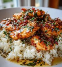 chicken scampi with garlic parmesan rice