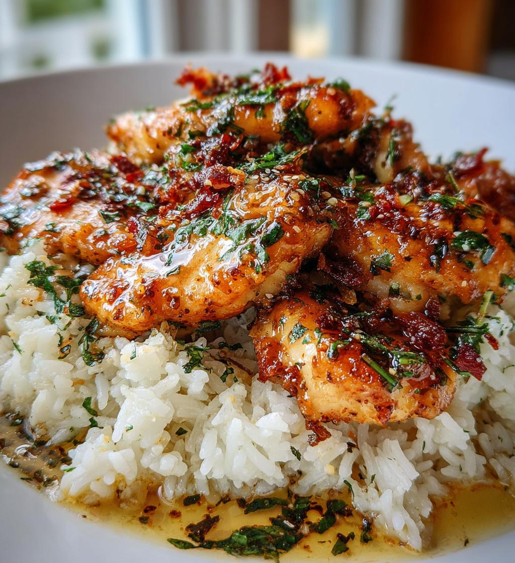 chicken scampi with garlic parmesan rice