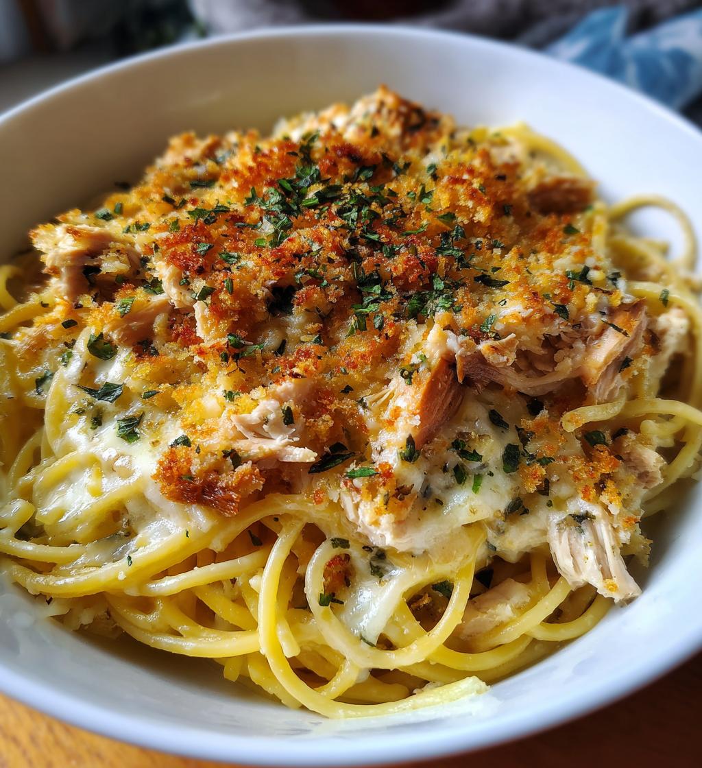 chicken tetrazzini pasta bake - detail 1