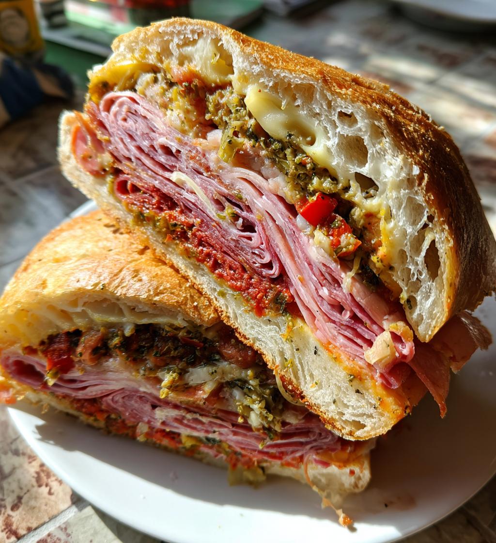 classic italian muffuletta sandwich - detail 1