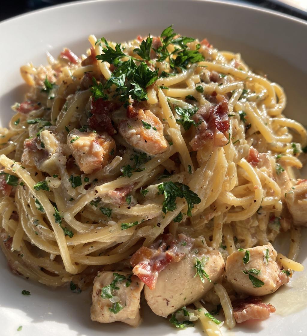 creamy chicken carbonara pasta recipe