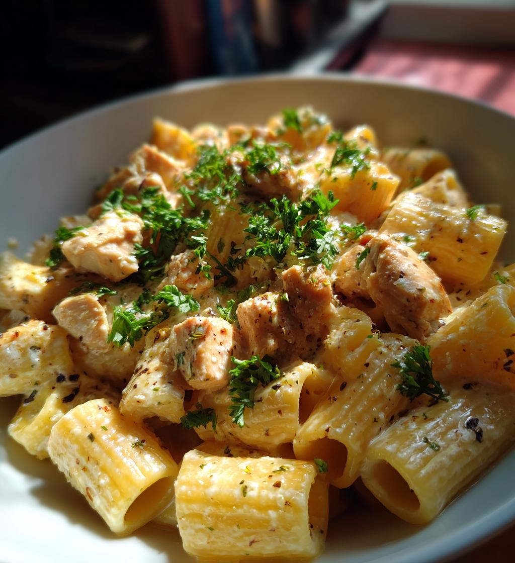 creamy garlic butter chicken rigatoni recipe - detail 1